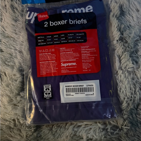 Supreme Hanes Vibrant Purple Boxer Briefs 2-Pack Large - Picture 3 of 3